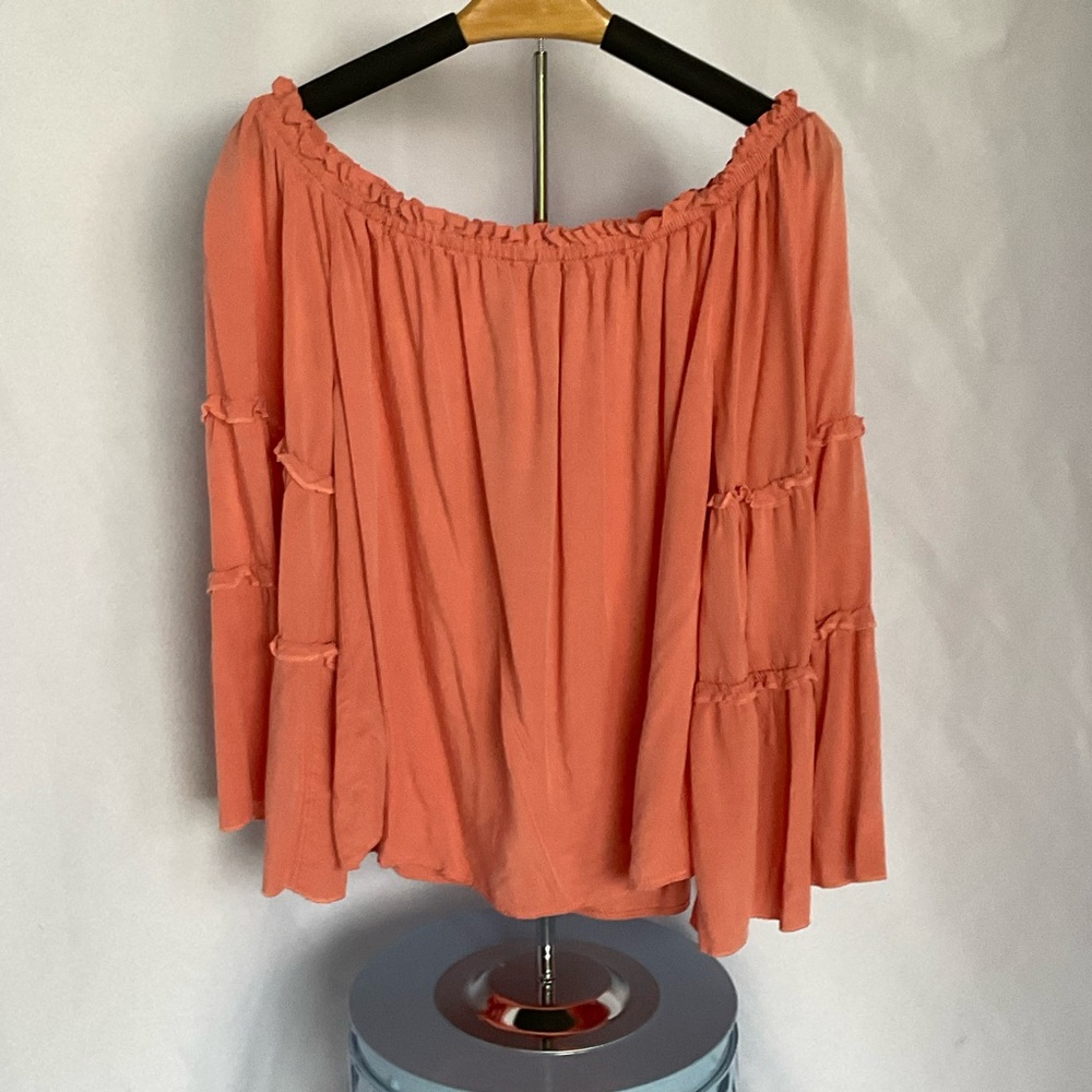 Women’s‎ Large Pink/Orange Off the Shoulder Flow Blouse.